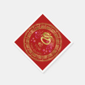 Serviette En Papier Chinois Zodiac Snake Rouge/Or ID542 (Coin)