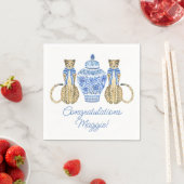 Serviette En Papier Chinoiserie Aquarelle Bow Cheetah Ginger Jar (En situation)