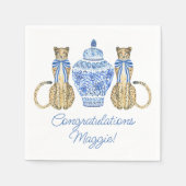 Serviette En Papier Chinoiserie Aquarelle Bow Cheetah Ginger Jar (Devant)