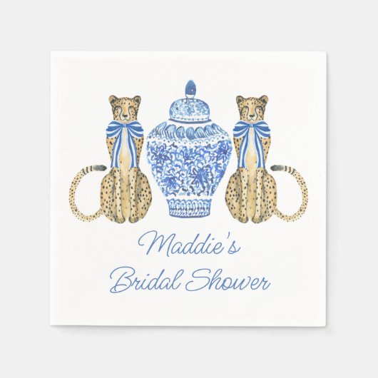Serviette En Papier Chinoiserie Aquarelle Bow Cheetah Ginger Jar (Devant)