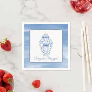 Serviette En Papier Chinoiserie Aquarelle Ginger Jar Vase