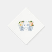 Serviette En Papier Chinoiserie Automne Fleurs Monogramme Mariage (Coin)
