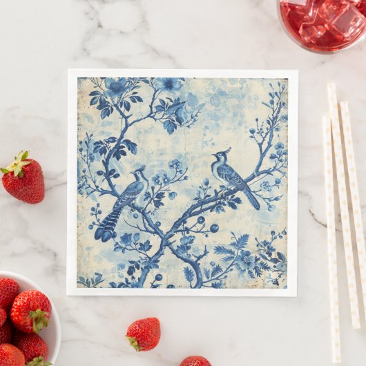 Serviette En Papier Chinoiserie Bird Haven Napkins (En situation)