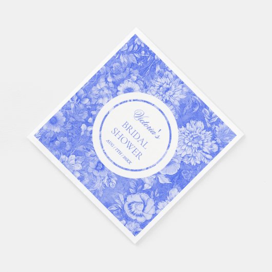 Serviette En Papier Chinoiserie bleu blanc Shower de mariage  (Coin)