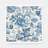 Serviette En Papier Chinoiserie Bleu et Blancs Fleurs florales (Devant)