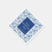 Serviette En Papier Chinoiserie Blue Birds and Flowers Anniversaire (Coin)