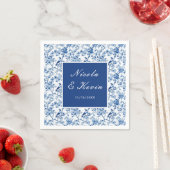 Serviette En Papier Chinoiserie Blue Birds and Flowers Wedding (En situation)