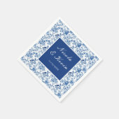 Serviette En Papier Chinoiserie Blue Birds and Flowers Wedding (Coin)