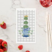 Serviette En Papier Chinoiserie Blue Ginger Jar topiary (En situation)