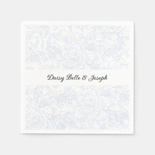 Serviette En Papier Chinoiserie Blue Peony Wedding (Devant)