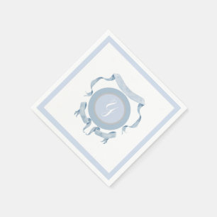 Serviette En Papier Chinoiserie Blue Ribbons Crest Shield