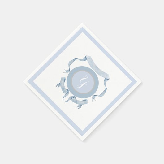 Serviette En Papier Chinoiserie Blue Ribbons Crest Shield (Coin)