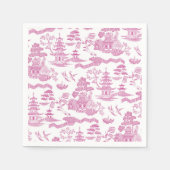 Serviette En Papier Chinoiserie Blue Willow en rose (Devant)