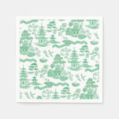 Serviette En Papier Chinoiserie Blue Willow en vert (Devant)