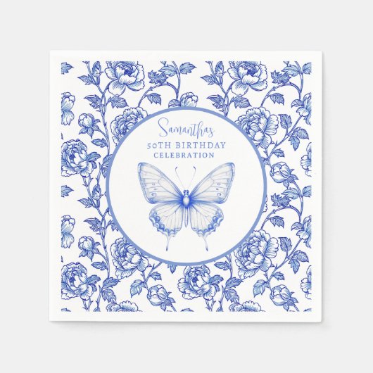 Serviette En Papier Chinoiserie Butterfly Birthday Plate (Devant)