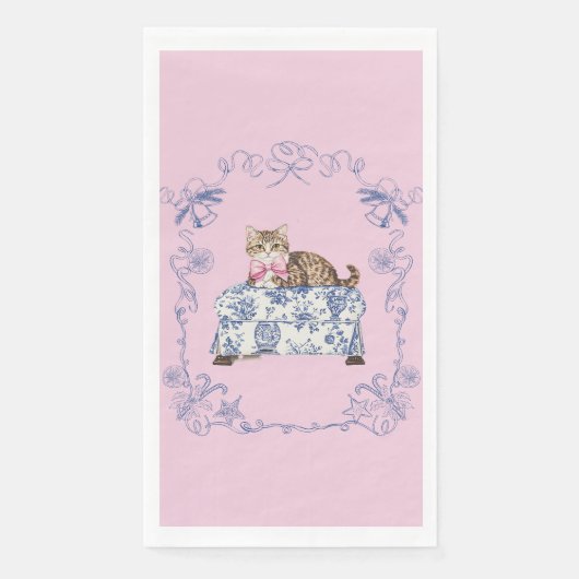 Serviette En Papier Chinoiserie Cat Christmas Guest Napkin (Devant)