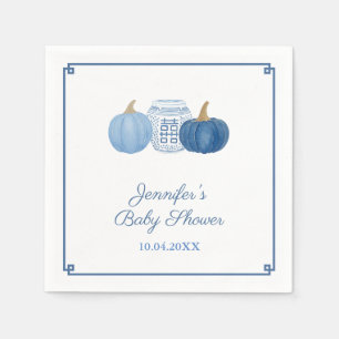 Serviette En Papier Chinoiserie Chic Blue Baby shower Citrouille