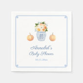 Serviette En Papier Chinoiserie Chic Fall Orange Et Baby shower Marine (Devant)