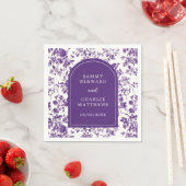 Serviette En Papier Chinoiserie d'antiquité violet Mariage (En situation)