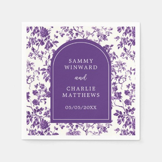 Serviette En Papier Chinoiserie d'antiquité violet Mariage (Devant)
