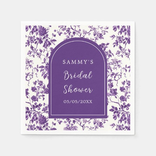 Serviette En Papier Chinoiserie d'antiquité violette Fête des mariées (Devant)