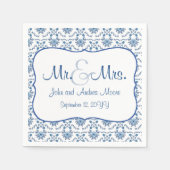 Serviette En Papier Chinoiserie Delft Motif bleu ・ mariage personnalis (Devant)
