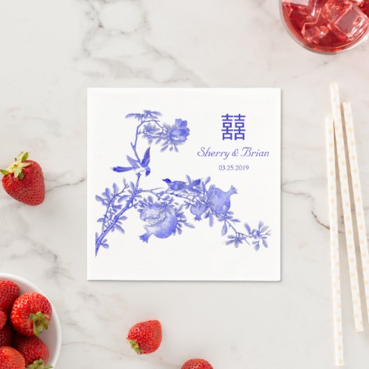 Serviette En Papier Chinoiserie Double Bonheur Mariage chinois (En situation)