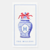 Serviette En Papier Chinoiserie Ginger Jar Monogramme | Bow rouge (Devant)