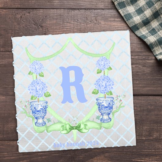Serviette En Papier Chinoiserie Hydrangea Monogram
