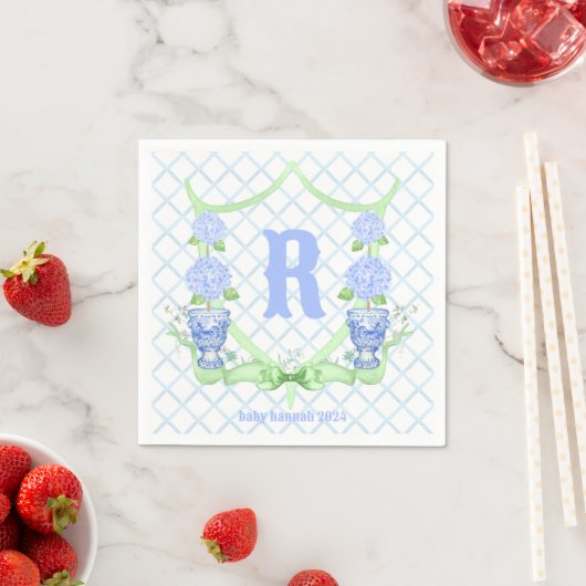 Serviette En Papier Chinoiserie Hydrangea Monogram (En situation)
