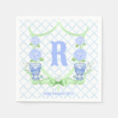 Serviette En Papier Chinoiserie Hydrangea Monogram (Devant)