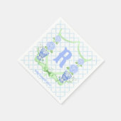 Serviette En Papier Chinoiserie Hydrangea Monogram (Coin)