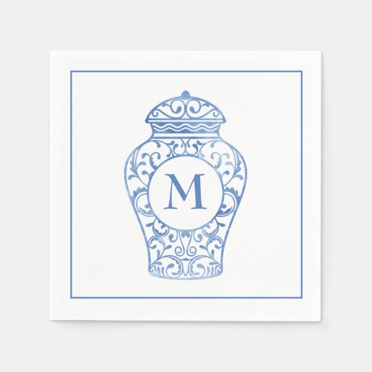 Serviette En Papier Chinoiserie Monogramme Ginger Jar Napkins (Devant)