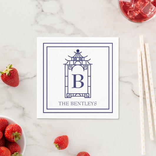 Serviette En Papier Chinoiserie Monogramme Pagoda Party Pagoda (En situation)