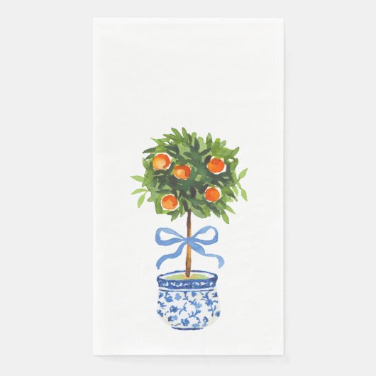 Serviette En Papier Chinoiserie Orange Citrus Topiary Napkins (Devant)