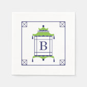Serviette En Papier Chinoiserie Pagode monogramme (Devant)