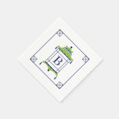 Serviette En Papier Chinoiserie Pagode monogramme (Coin)