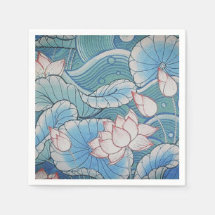 Serviette En Papier Chinoiserie Pastel Oriental Rose & Bleu Floral