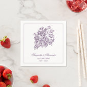 Serviette En Papier Chinoiserie Purple Rose Bouquet Mariage victorien (En situation)