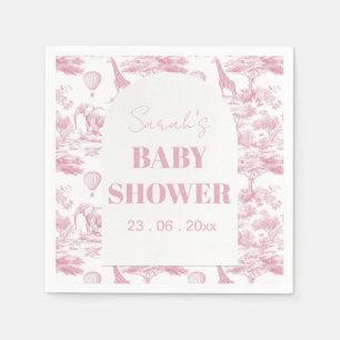 Serviette En Papier Chinoiserie rose Baby shower Toile de Jouy