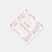 Serviette En Papier Chinoiserie rose Baby shower Toile de Jouy (Coin)