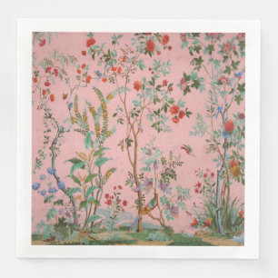 Serviette En Papier Chinoiserie rose Oiseau Floral Élégant