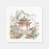 Serviette En Papier Chinoiserie Toile De Jouy Pagoda  (Devant)
