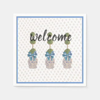 Serviette En Papier Chinoiserie Topiary Blue White Ginger Jar Doormat