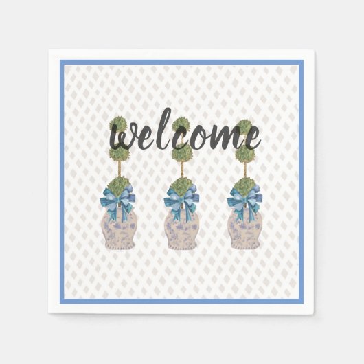 Serviette En Papier Chinoiserie Topiary Blue White Ginger Jar Doormat (Devant)