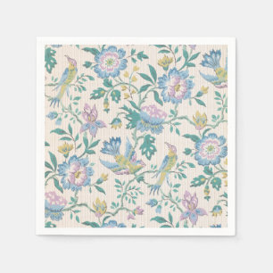 Serviette En Papier Chinoiserie Vintage Oiseaux Motif Floral Pastel