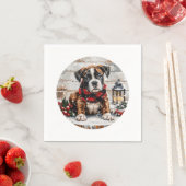 Serviette En Papier Chiot boîte de Noël (En situation)