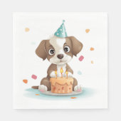 Serviette En Papier Chiot d'anniversaire (Devant)