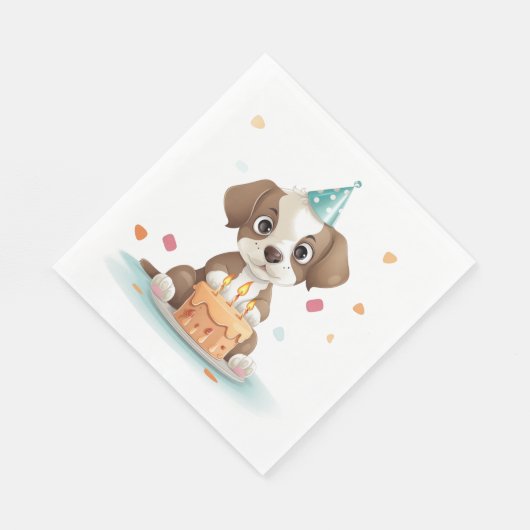 Serviette En Papier Chiot d'anniversaire (Coin)
