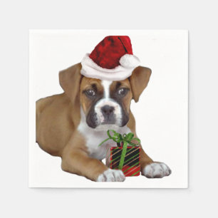 Serviette En Papier Chiot de boxeur de Noël